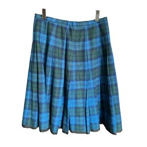 Pendleton Womens Plaid Pleated Mini Skirt Back Zip Lightweight Size 16 Blue